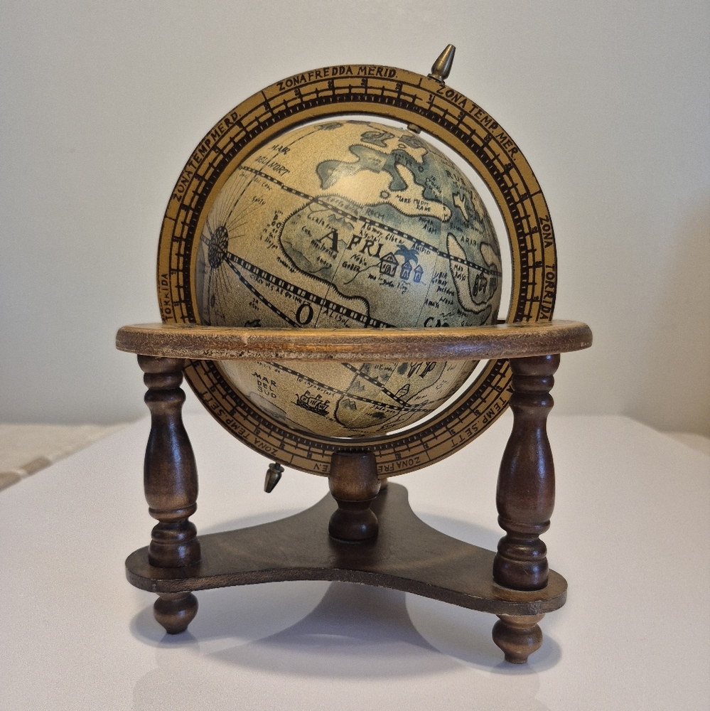 Vintage Zodiac Italian Wooden Globe